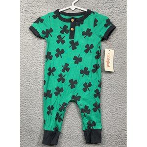 Cat & Jack Short Sleeve Sleeper 3-6 MO St. Patrick’s Clover Green Dark Gray NEW